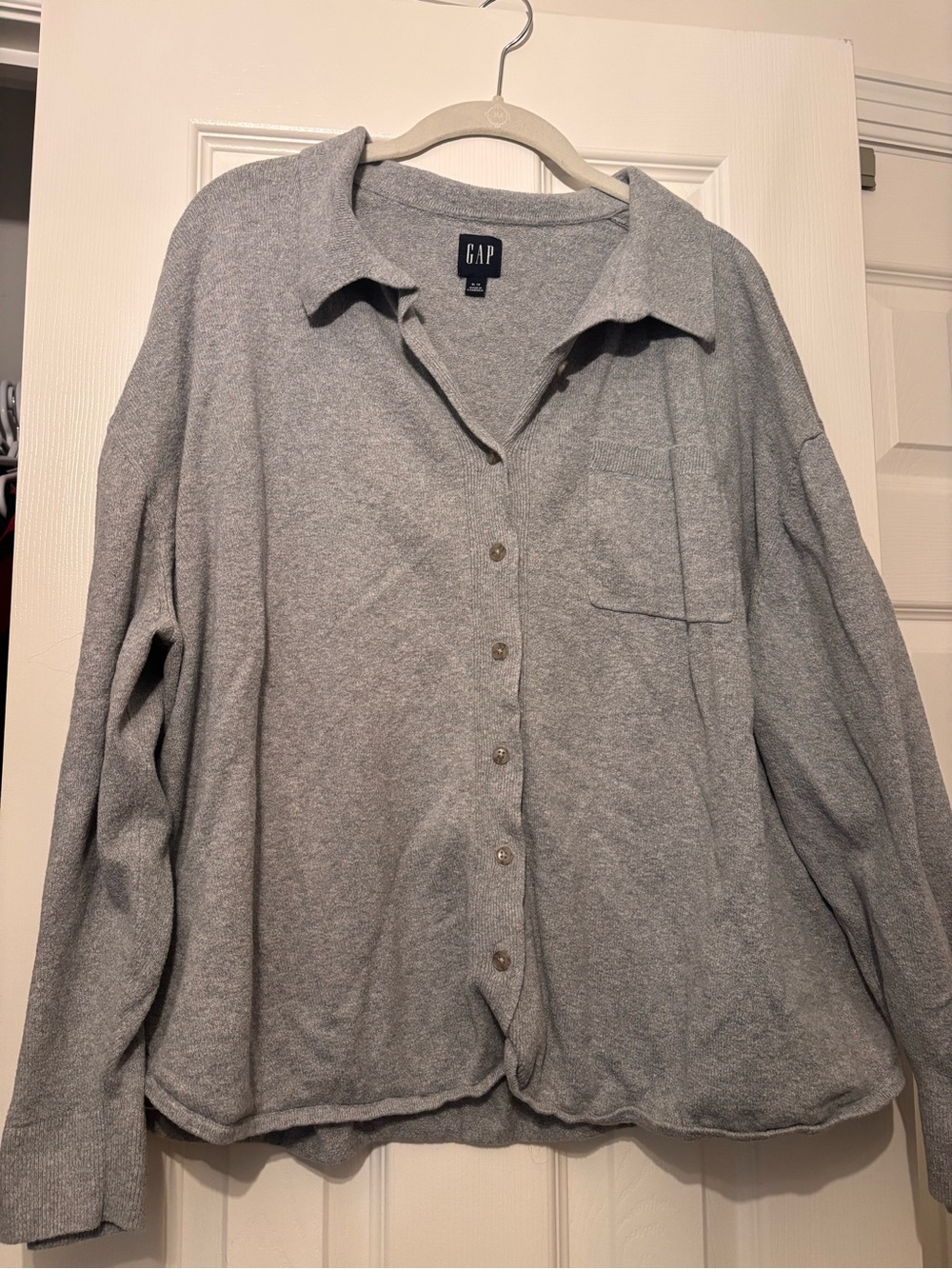 GAP Light Heather Gray Button-Up Knit Cardigan